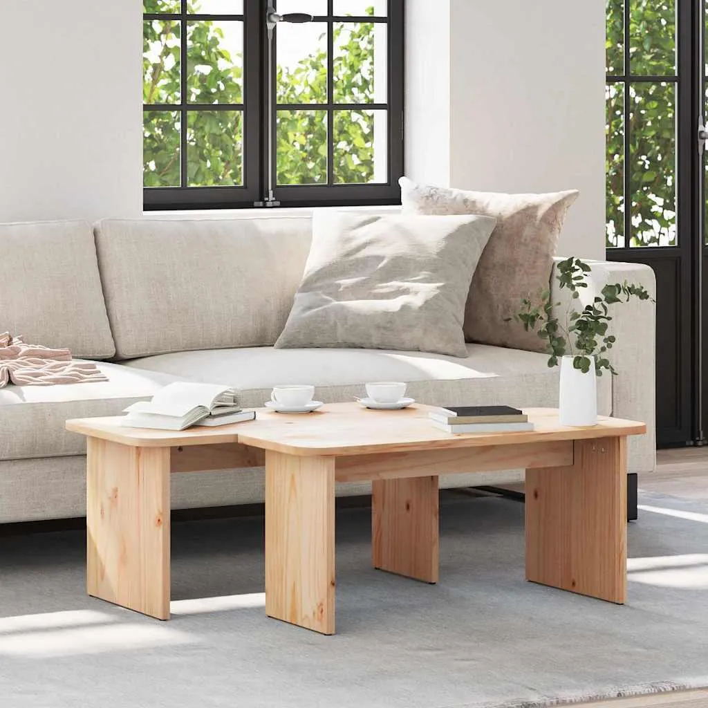 Set Tavolini a Incastro in Legno di Pino Naturale Maison Exclusive