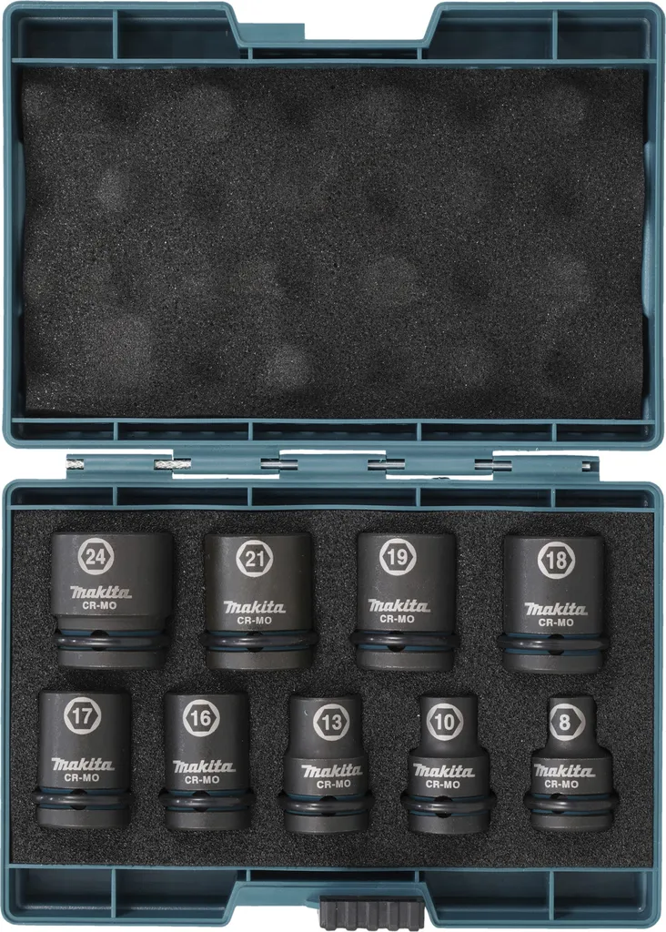 Makita Impact BLACK Coffret de 9 Douilles à Choc 1/2 avec Joint Torique