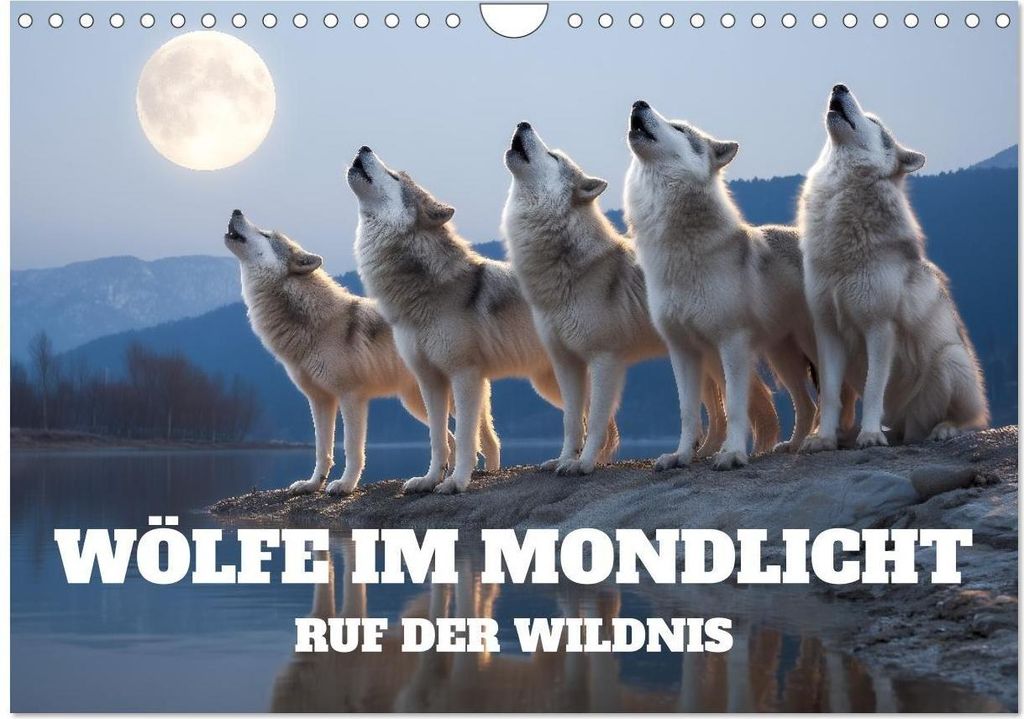 Wölfe im Mondlicht - Ruf der Wildnis (Wandkalender 2026 DIN A4 quer), CALVENDO Monatskalender