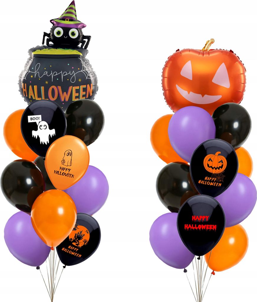 LUFTBALLONS HALLOWEEN-Luftballons im orange-schwarz-lila Druck-Set, 20 Stück.