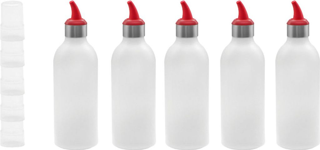 CANDeal 5 Stück Squeeze Flasche Quetschflasche Gewürz Flasche mit Deckel für Soße Sojasauce Gewürz - 450ml