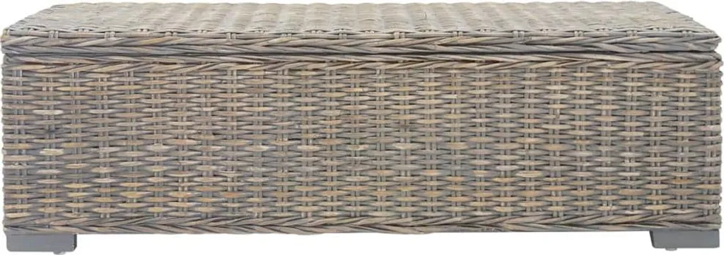 Banc de rangement gris 110 cm en rotin et bois pour la chambre