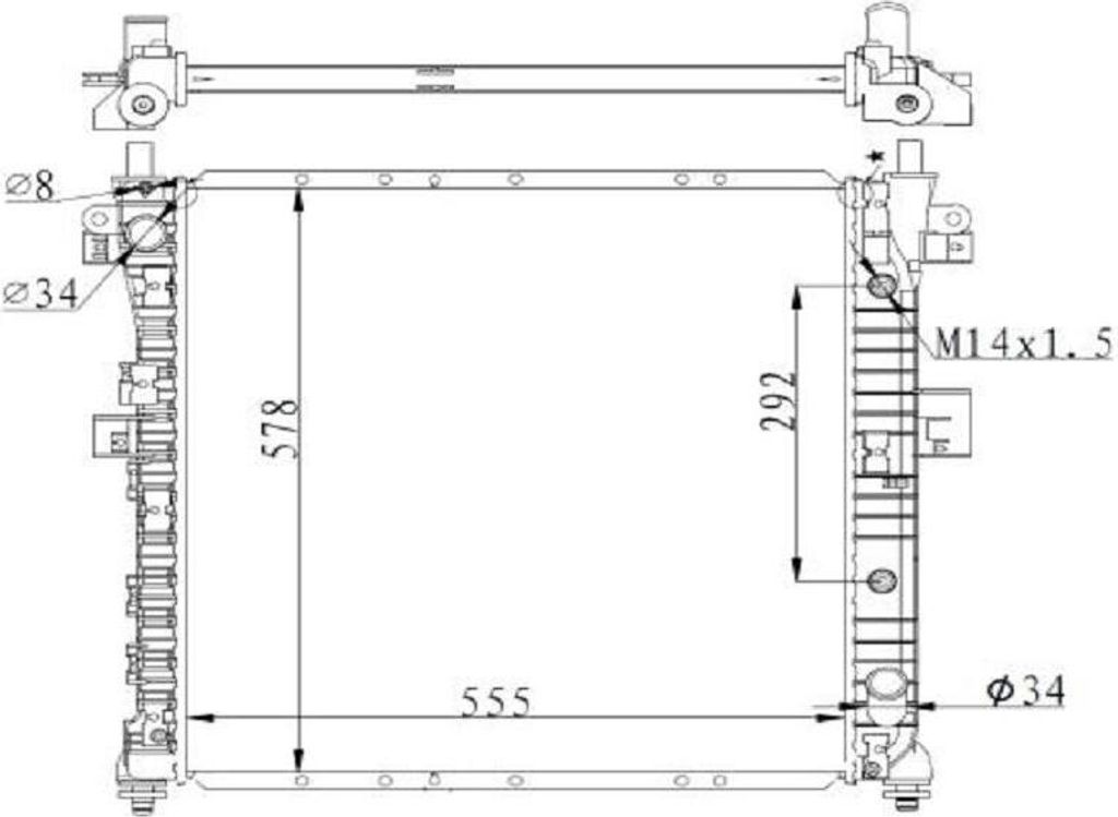 Kühler Motorkühlung 538 - 380 mm NRF passend für SSANGYONG KYRON