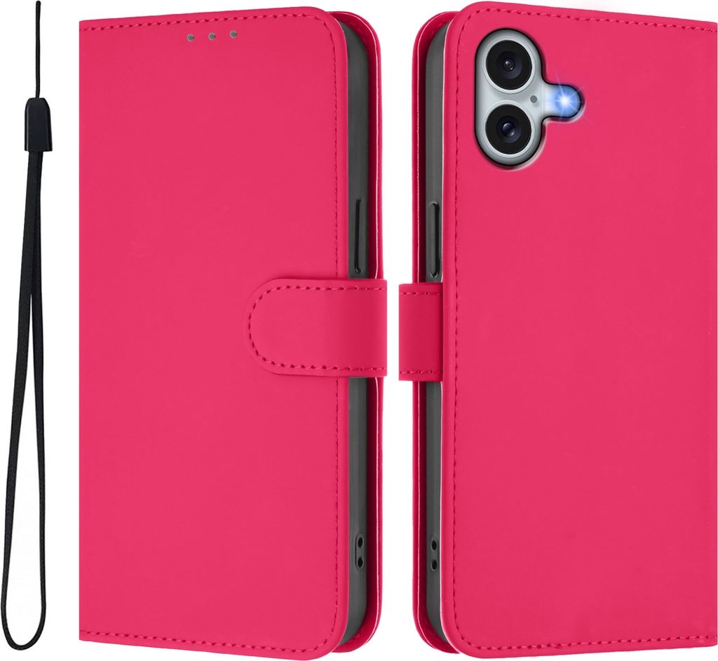 Mobigear Urban Wallet iPhone 16 Plus Hülle Klapphülle Geldbörse - Magenta