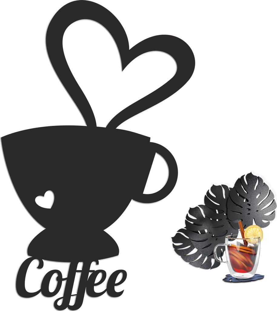 3D-Bild für das Esszimmer, Ajour-Panel für die Küchenwand, Wanddekoration, Café, Kaffee, Tasse