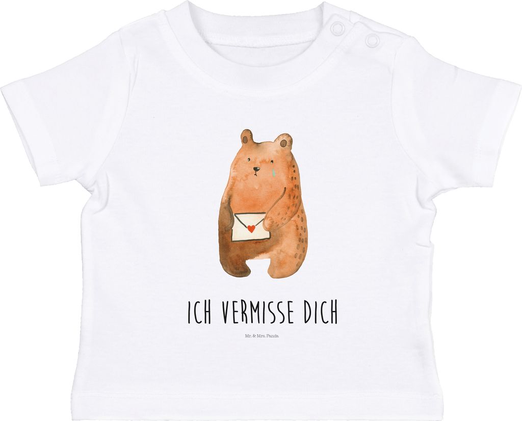 Mr. & Mrs. Panda Babyshirt Bär Vermissen 12. - 18. Monat - Weiß - Geschenk, Unglücklich Verliebt, Kinder Oberteil, T-Shirt, Top, Teddy, Freund, ...