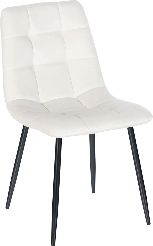 TPFLiving Esszimmerstuhl Atina Samt Gestell Metall schwarz cremeweiß