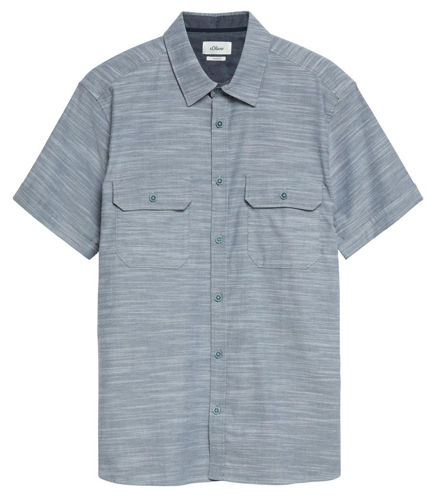s.Oliver Übergrößen Stretch-Kurzarmhemd navy melange