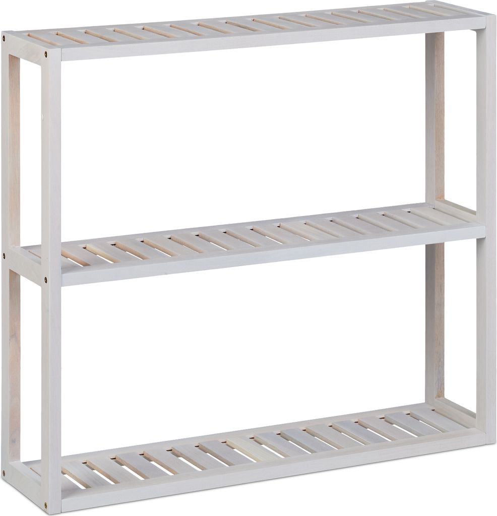 Relaxdays Wandregal Walnuss, 3 Ablagen, HBT: 54 x 60 x 15 Produktbild 
