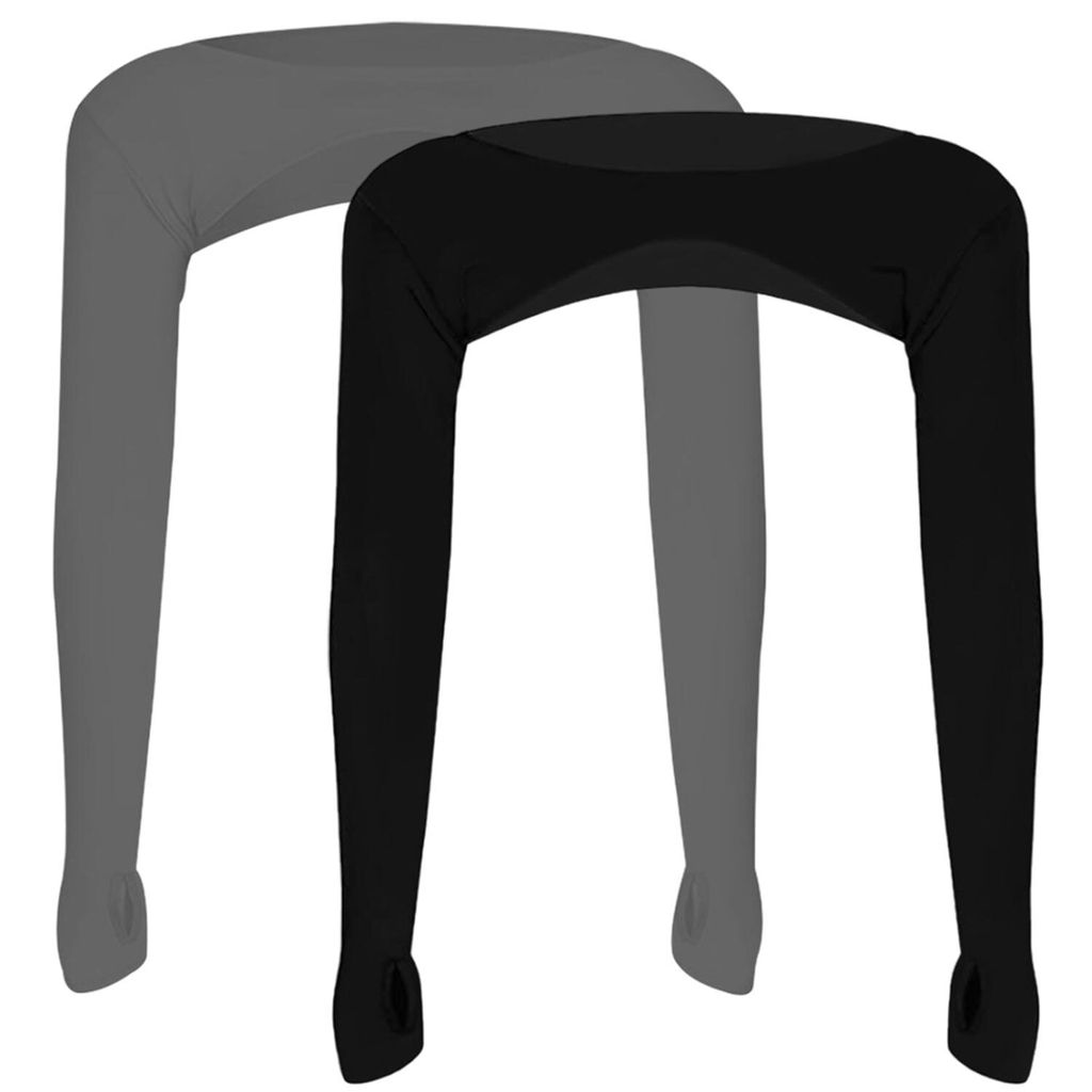 2 Stück Damen Armlinge Ärmelüberzüge Kurze Sonnenschutz-Tops mit Daumenloch, Schwarz+Grau