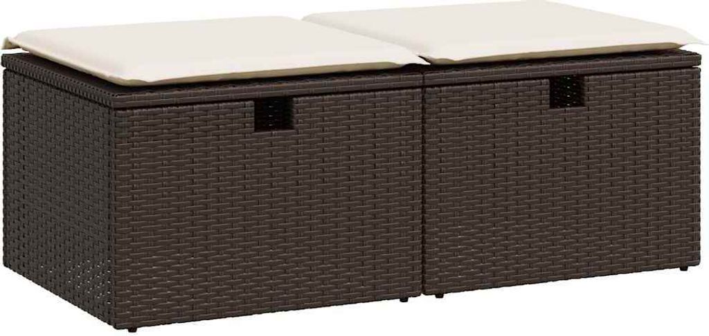 vidaXL 2-tlg. Garten-Sofagarnitur mit Kissen Braun Poly Rattan Akazie