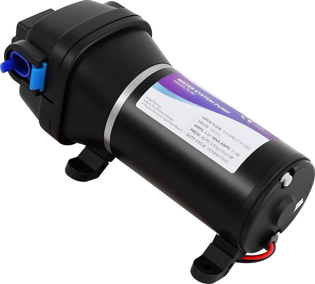 12V Wasserpumpe - Druckerhöhungs-/Förderpumpe - 17 l/min - Einstellbar 2,75–5,88 bar - Automatischer Druckschalter - Filter & Anschlüsse - EU-...