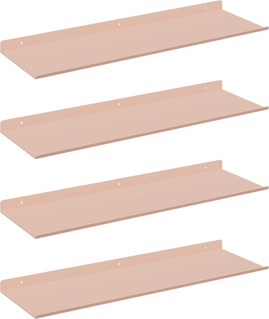 Schwebendes Regal 4 pcs Rosa 60 x 18 x 2,5 cm Stahl