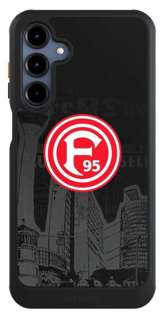 NIVOCASE Hülle für Samsung Galaxy A16 5G Handyhülle NIVOcore Case Schwarz Fortuna Düsseldorf Logo Offizielles Lizenzprodukt