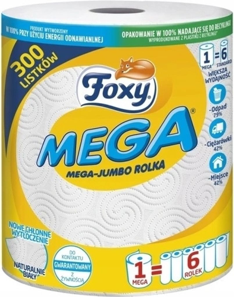 Foxy Mega Jumbo ręcznik kuchenny – 1 rolka 300 listków, Zdjęcie produktu 