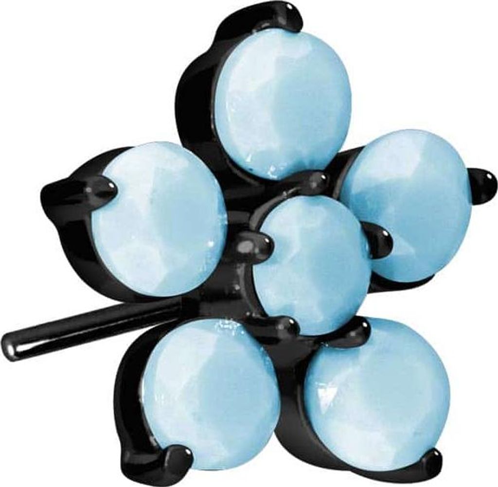 Piercing-Zubehör Titan Aufsatz mit Push Pin BLUME + SYNTHETISCHE TÜRKISE