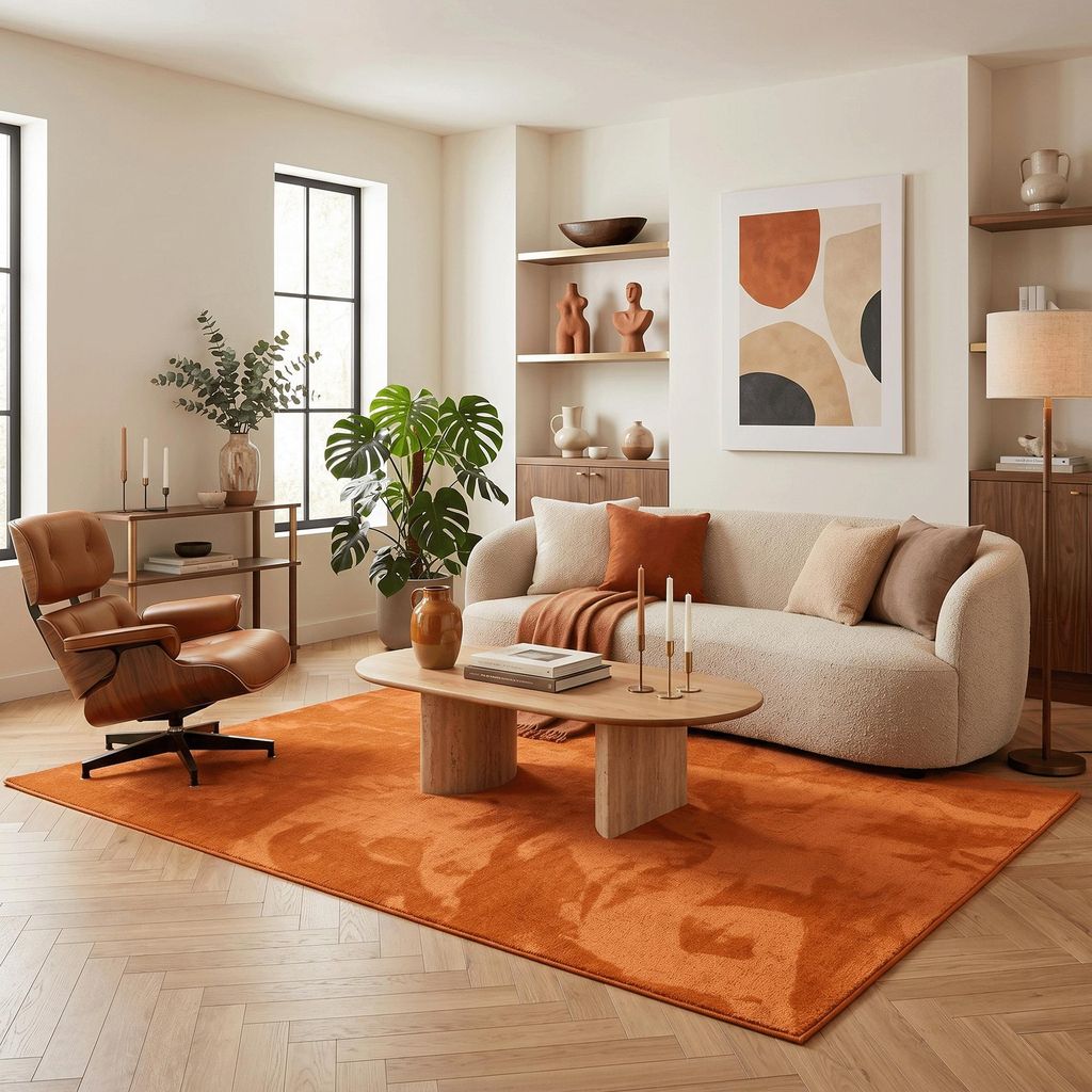 Luxus Super Soft Hochflor Langflor Teppich Melia Orange, Produktbild 