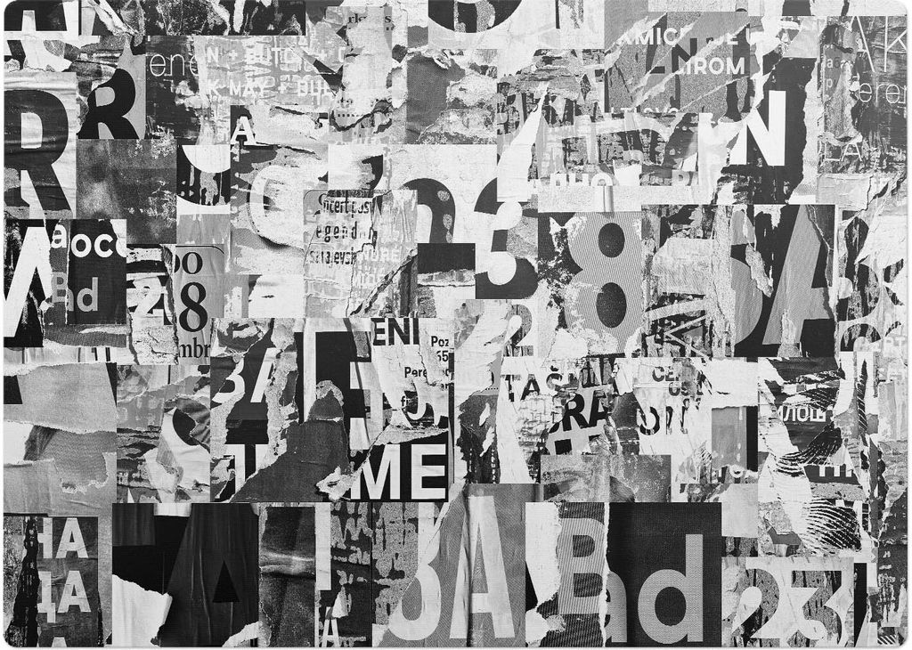 Buchstaben- und Zahlencollage – Bodenschutzmatte – Stuhlunterlage 140x100 cm – Rutschfest – Hartbodenmatte