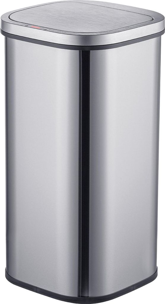 Relaxdays Mülleimer mit Sensor, 30 Liter, elektrischer Deckel, Müllbeutelhalter, Edelstahl, Abfalleimer Küche, silber