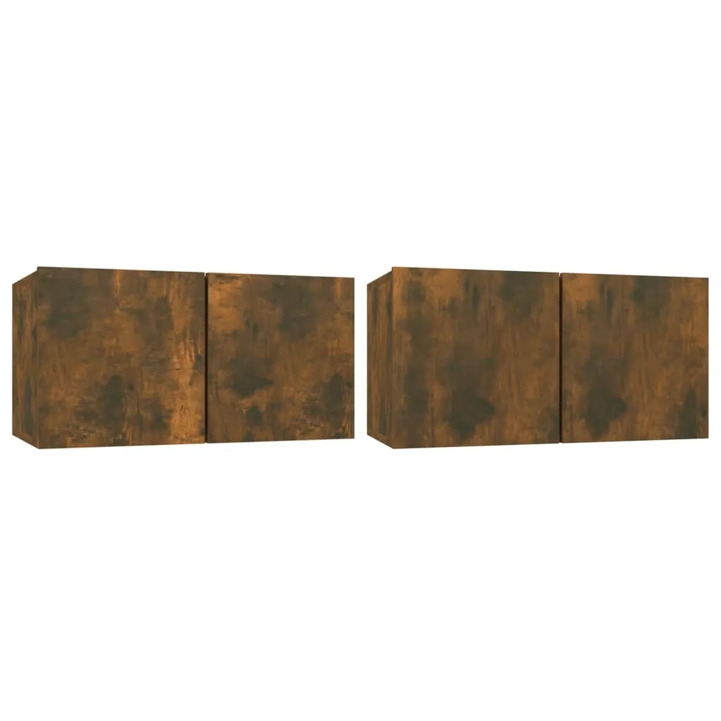 vidaXL Mobili TV Parete 2 pz Rovere Fumé 60x30x30 cm | Design Moderno
