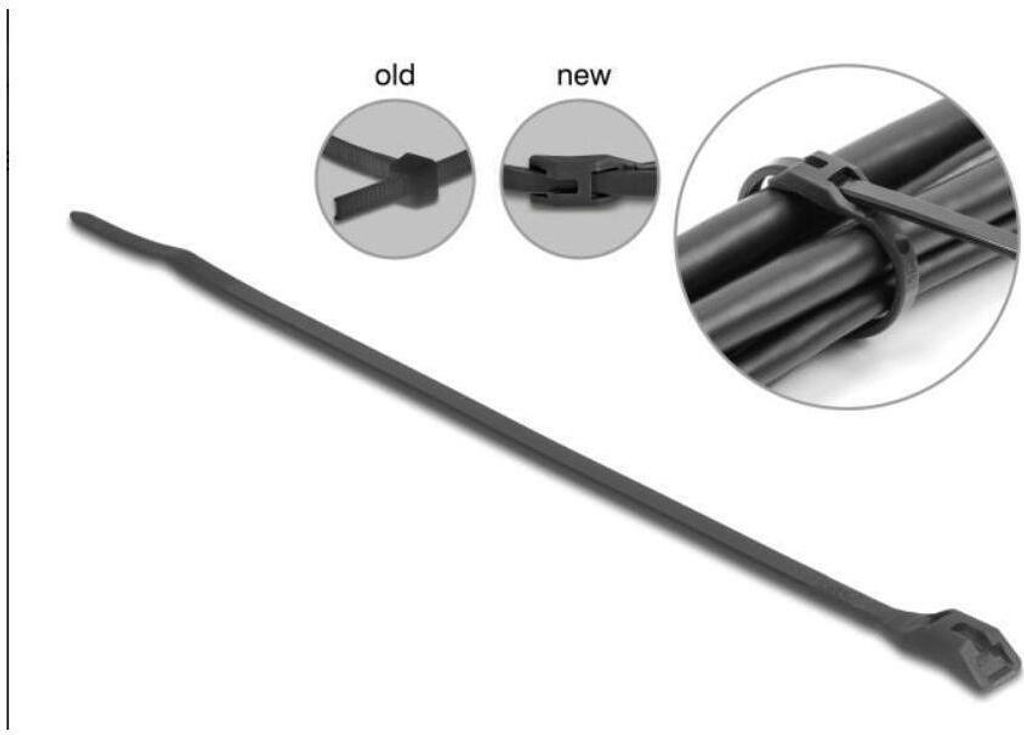 DELOCK Kabelbinder L 205 x B 2,5 mm 100 Stück schwarz