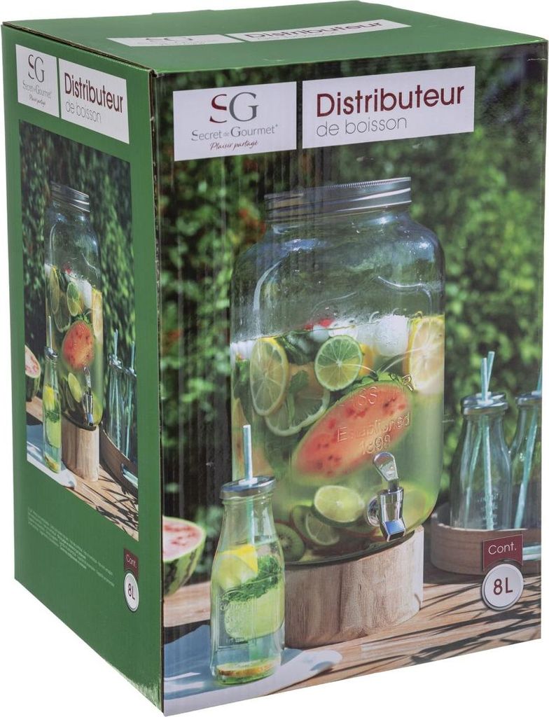 Relaxdays Distributeur de boisson, en verre, avec compartiment et Relaxdays Distributeur de boisson, en verre, avec compartiment et