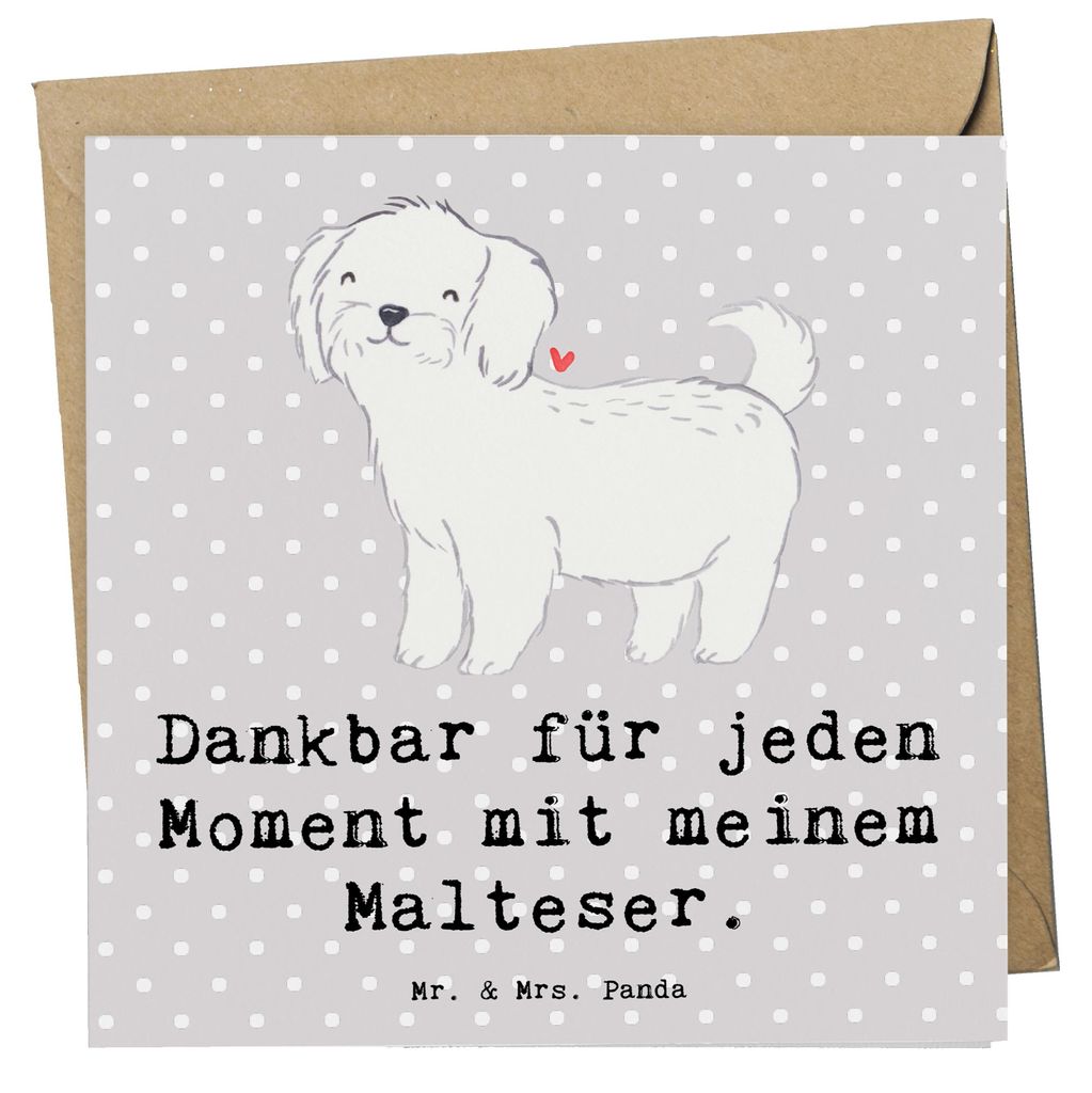 Mr. & Mrs. Panda Grußkarte Malteser Moment - Grau Pastell - Geschenk, anlasskarte, Glückwunschkarte, doppelkarte, faltkarte, Klappkarte