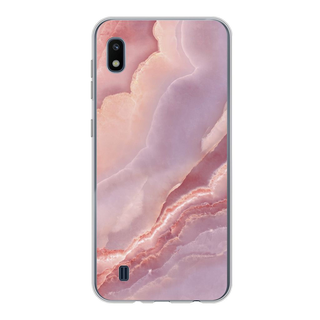MuchoWow Handyhülle Schutzhülle Hülle für Samsung Galaxy A10 Naturstein - Rosa - Nahaufnahme Silikon Softcase Handy Hülle - Schutzhülle