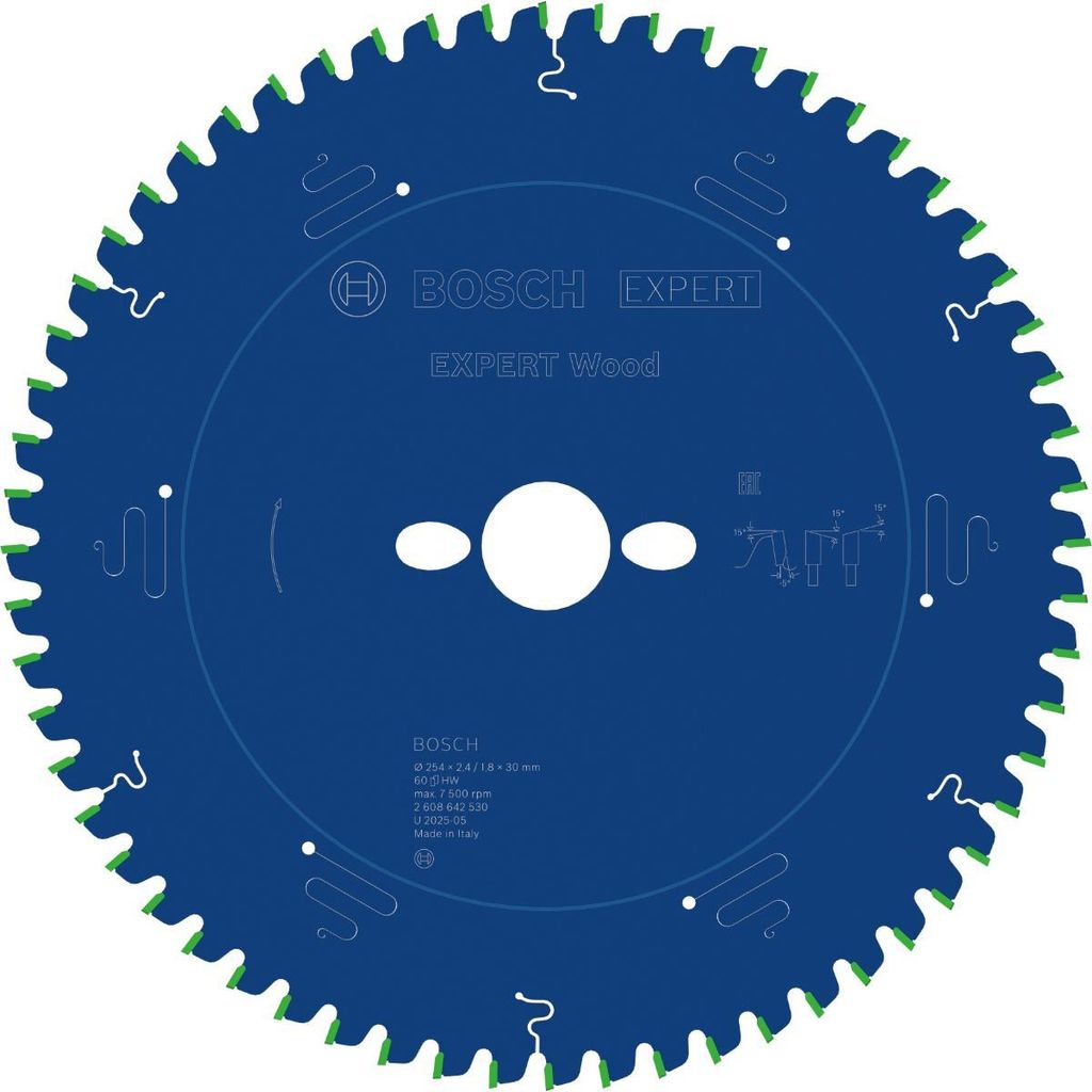 Bosch 2608642530 Bosch Kreissägeblatt EX WO B 254x30-60 Productafbeelding 