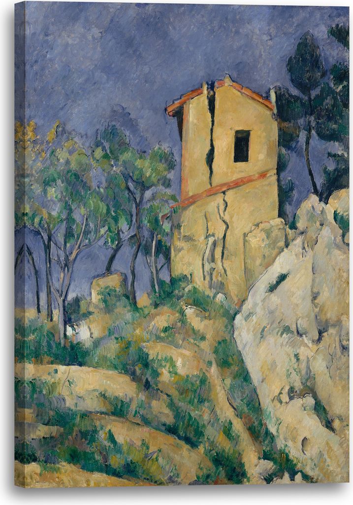 Leinwandbild (60x80cm): Paul Cézanne - Das Haus mit geborstenen Wänden (18921894), echter Holz-Keilrahmen inkl. Aufhänger, handgefertigt in Deut...