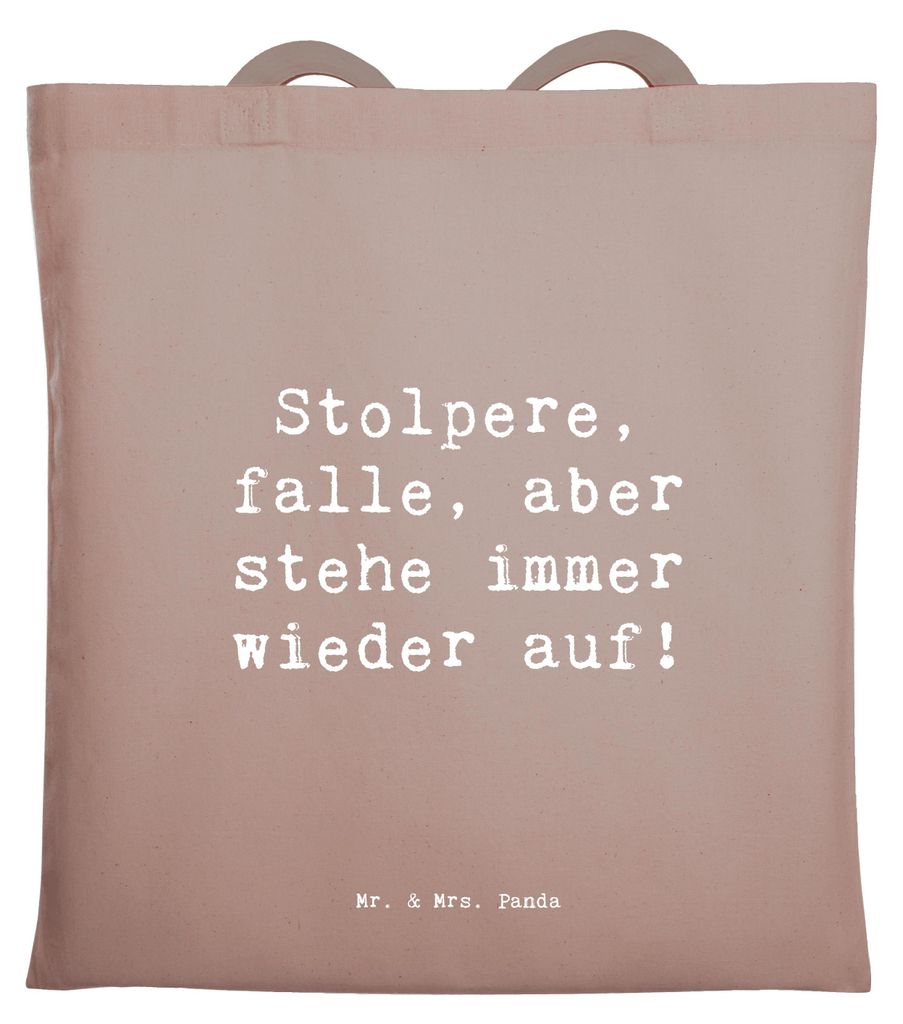 Mr. & Mrs. Panda Schultasche Spruch Fehler machen und daraus lernen - Braun Pastell - Geschenk, Tote Bag, Stoffbeutel, Trost, Lebensweisheit, stoff...