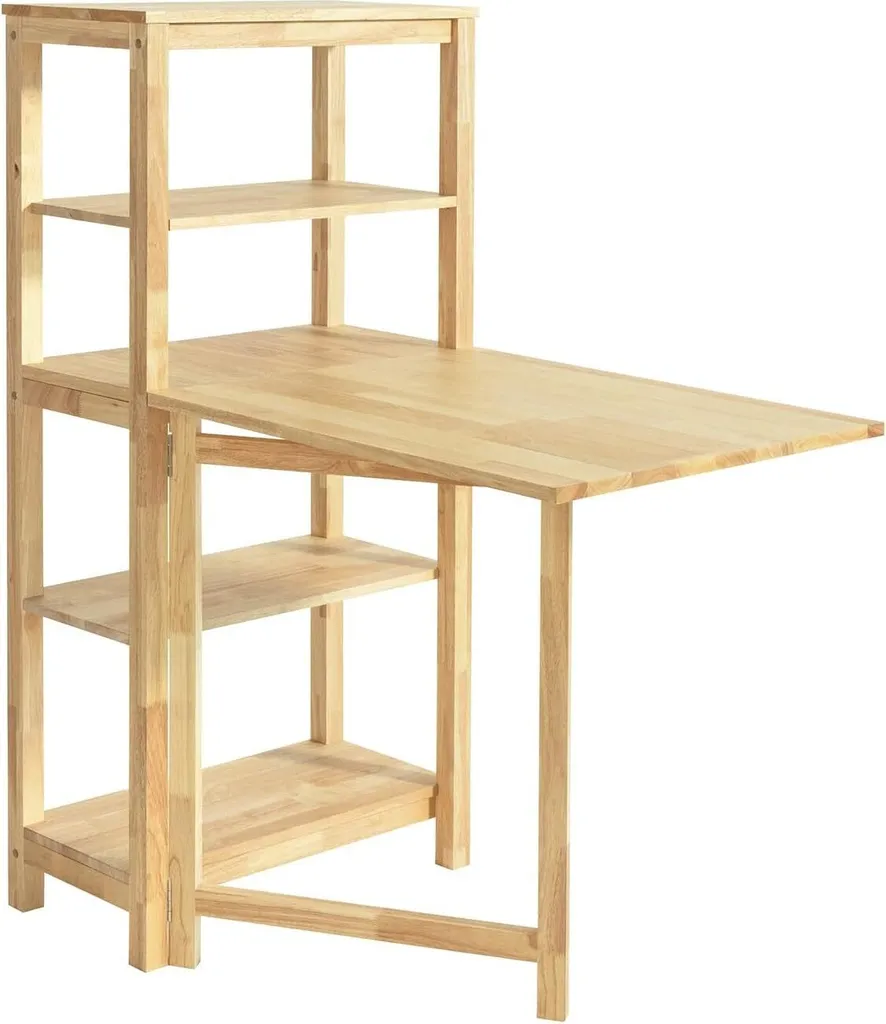 Table pliante de cuisine gain de place en bois avec rangement latéral