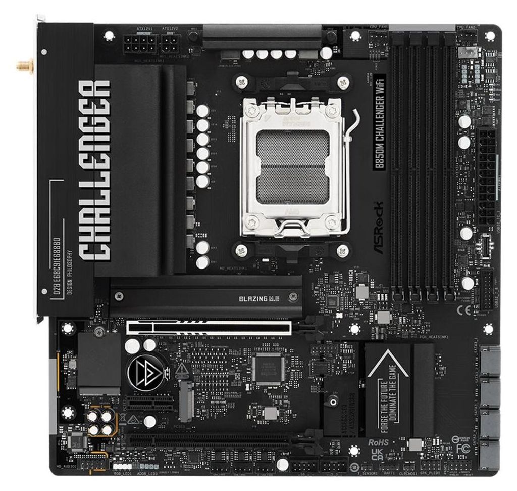 ASRock B850M Challenger WiFi - Motherboard - micro ATX - Socket AM5 - AMD B850 Chipsatz - USB 3.2 Gen 1, USB-C 3.2 Gen 1 - 2.5 Gigabit LAN, Bluetoo...