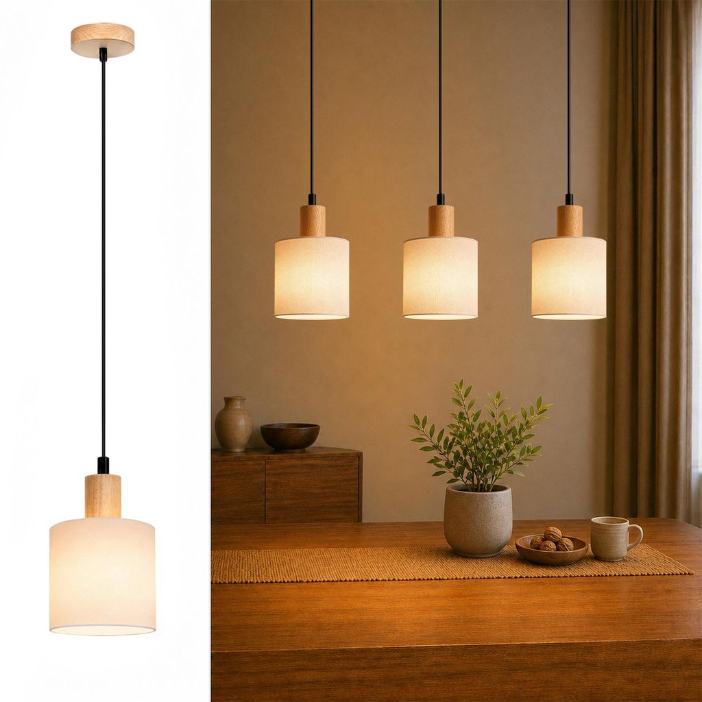 ZMH Pendelleuchte Holz Esstischlampe 1 Flammig Vintage Produktbild 