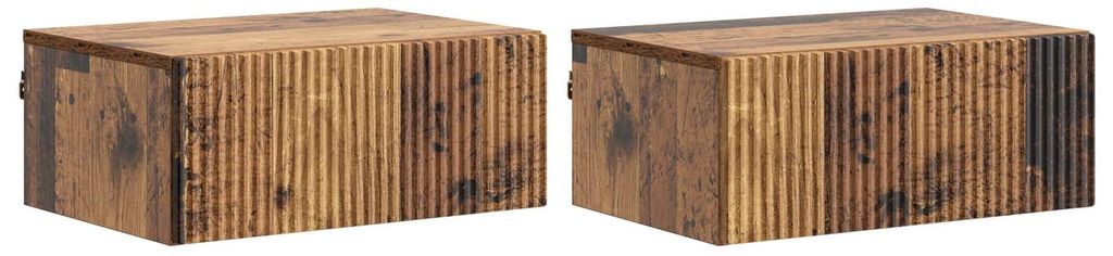 Wandmontierter Nachttisch 2 pcs Altholz 49 x 34,5 x 20 cm
