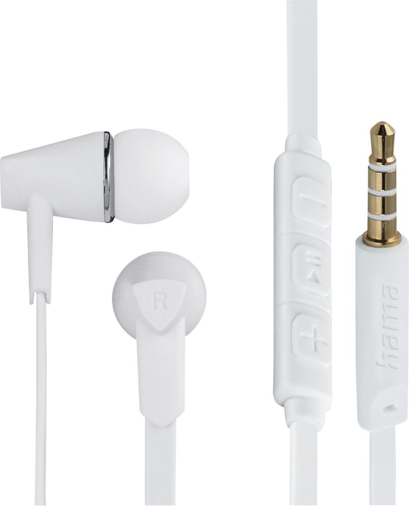In-ear headset JOY, platte kabel, wit Productafbeelding 