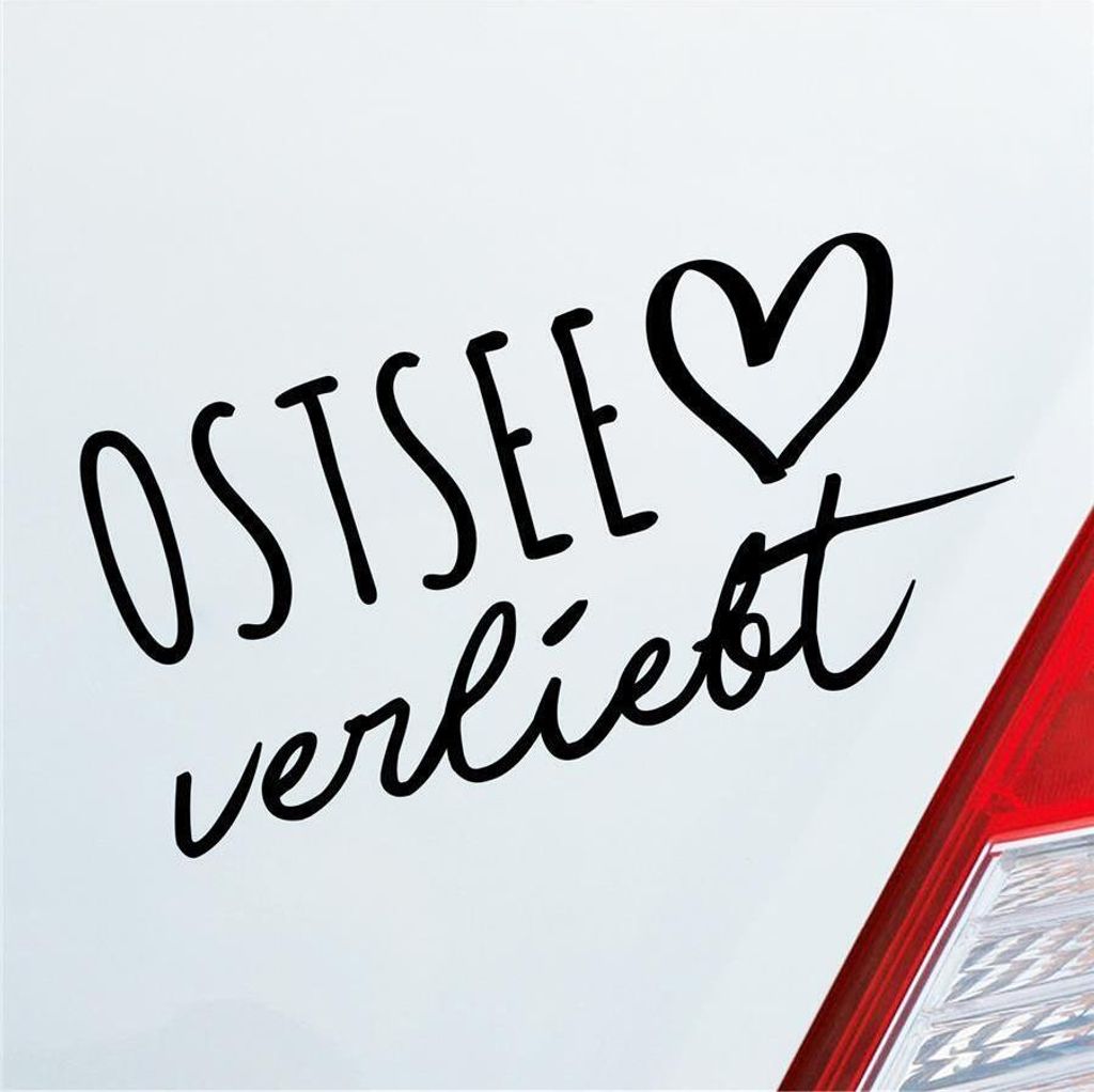 Auto Aufkleber Ostsee verliebt Herz See Osten East Liebe Car 19x10 cm Schwarz Matt Sticker Heckscheibenaufkleber