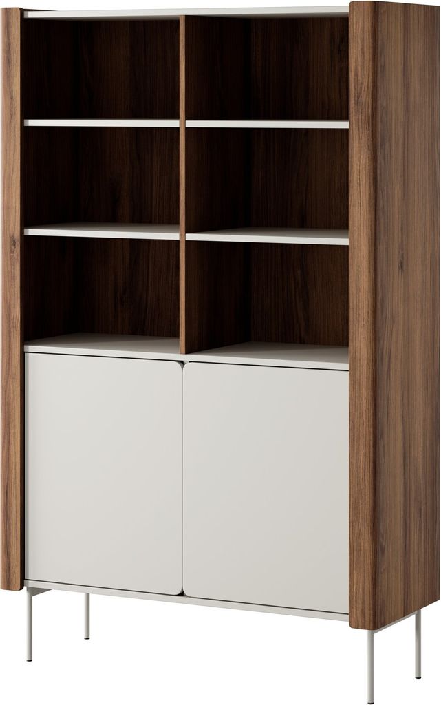Furniture24 Regal Wrap R-105 Bücherregal 105 X 167 X 39 Cm Nußbaum/Kaschmir