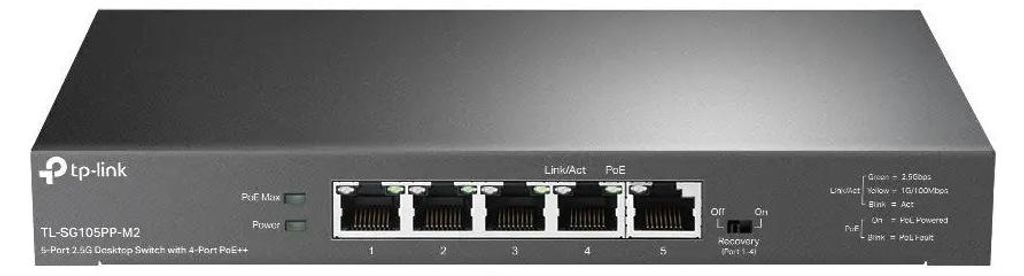 TP-LINK 5-Port 2.5G Desktop Switch with 4-Port PoE++ (SG105PP-M2)