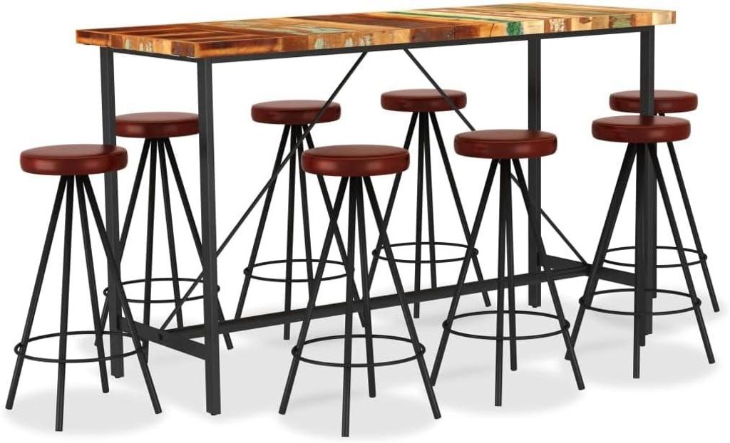 Set da bar composto da 9 pezzi, realizzato in legno Immagine del prodotto 