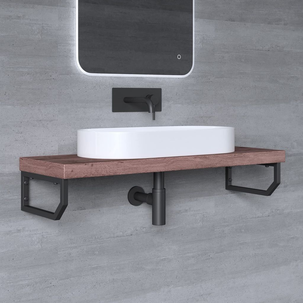 Mai & Mai Design Wandkonsole aus Edelstahl in schwarz Länge: 33cm 2er Pack WH03
