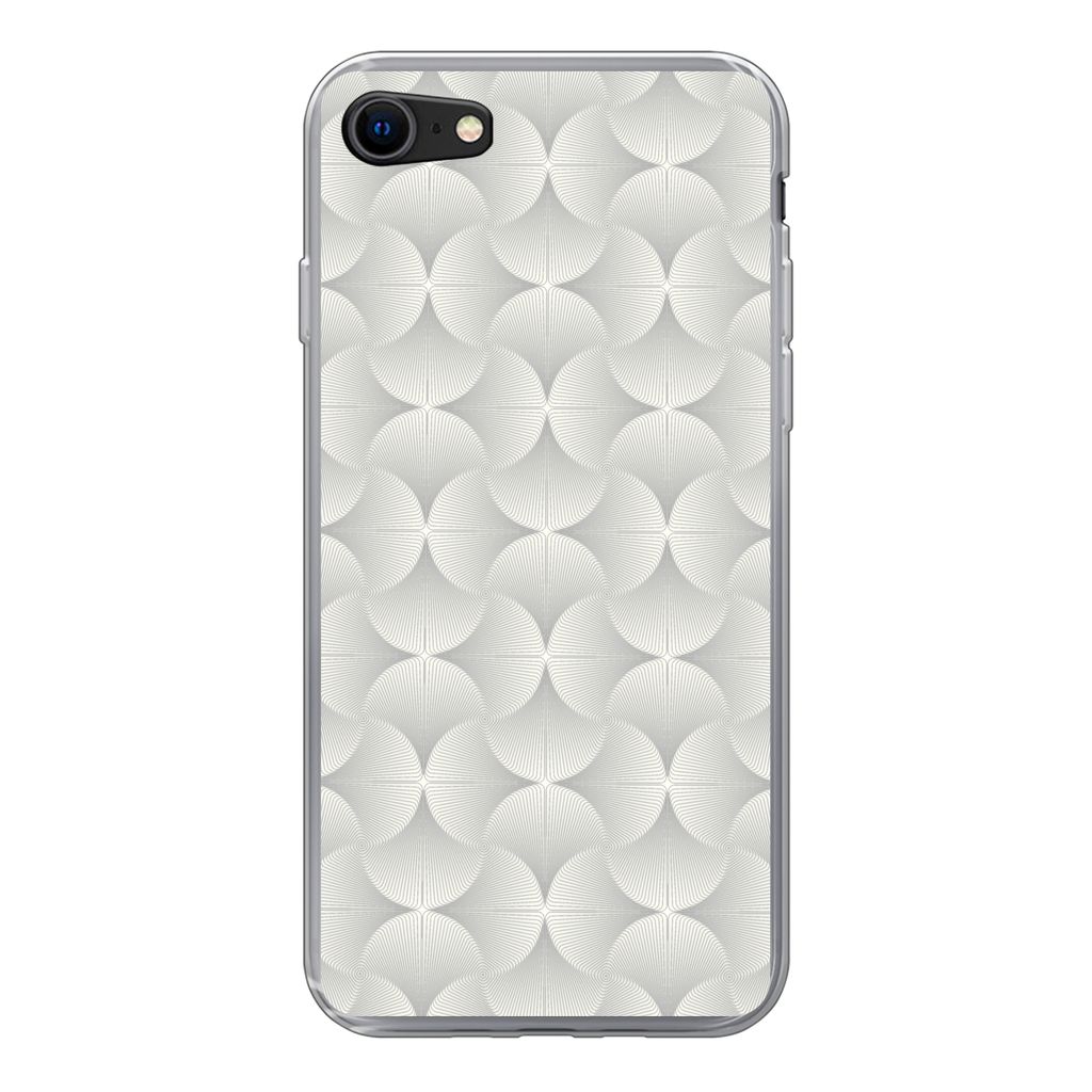 MuchoWow Handyhülle Schutzhülle Hülle für iPhone SE 2022 Muster - Silber - Retro Silikon Softcase Handy Hülle - Schutzhülle