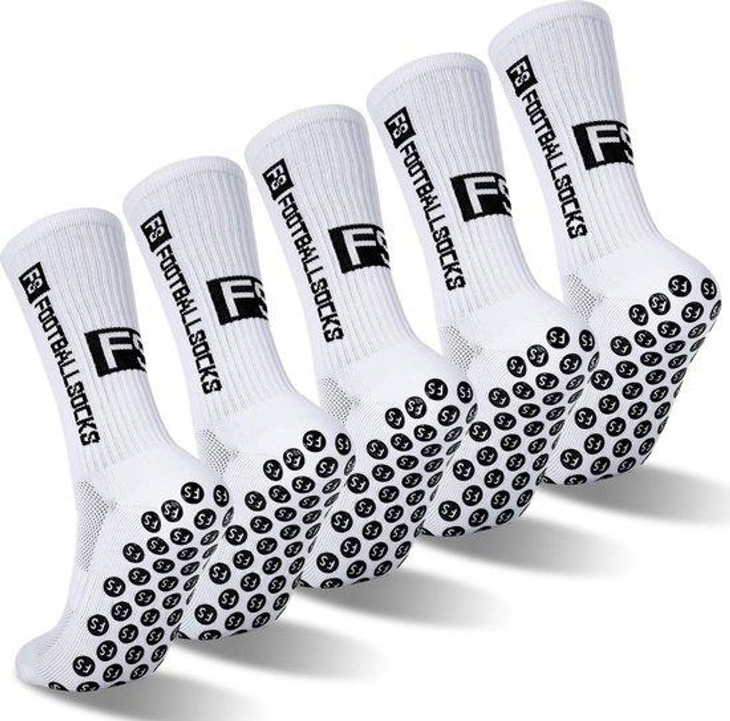 5Paar- Fußballsocken,Sportsocken ,Rutschfeste Sportstrümpfe ,für Herren/Damen,Weiß Größe 40-44