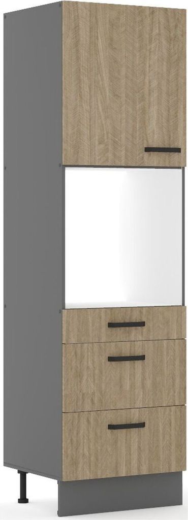 Küche SCANDI Hochschrank 60 cm Fischgrät Küchenzeile Küchenblock Einbauküche