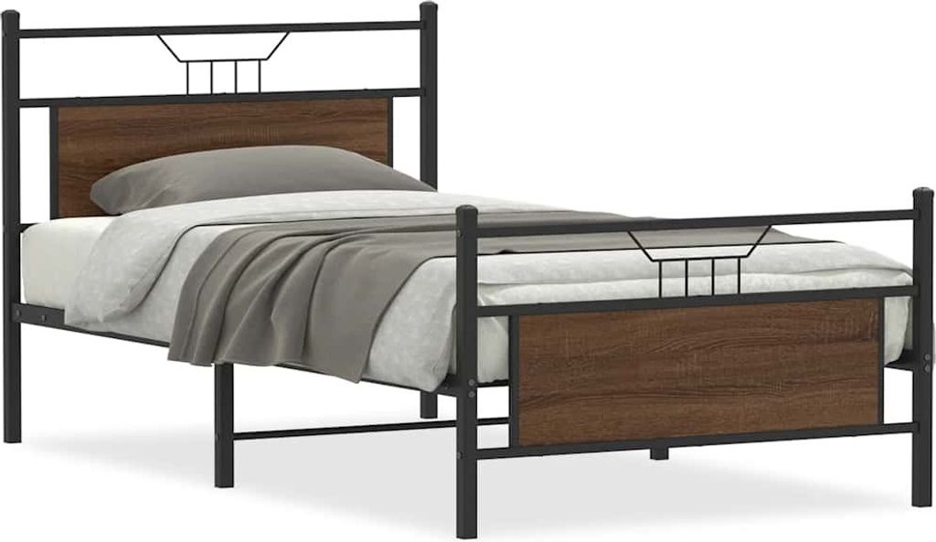 "Winteraktion" Bettgestell ohne Matratze Braun Eiche 100x190 cm Holzwerkstoff - Klassische Betten CC17807