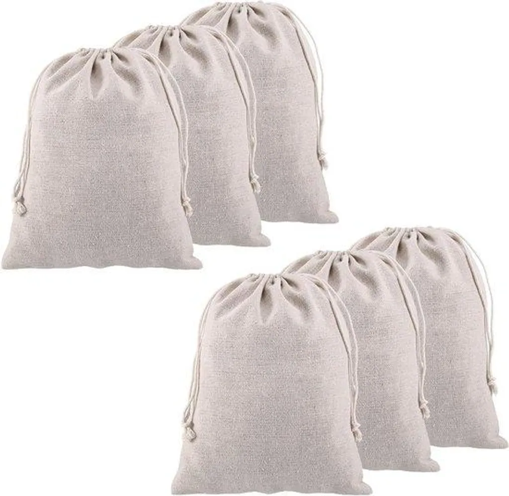 Pochons en coton naturel pour vrac 19x24cm - Lot de 12 sacs réutilisables