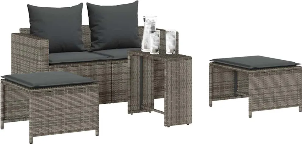 vidaXL Ensemble de Salon de Jardin 5 Pièces avec Coussins Gris Anthracite