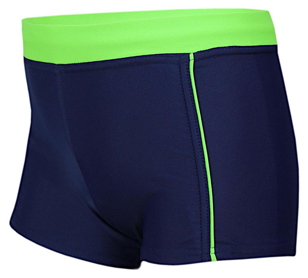 Aquarti Jungen Badehose Schwimmhose Seitliche Paspel Kinder Badeshorts, Farbe: 024 Dunkelblau / Grün, Größe: 158