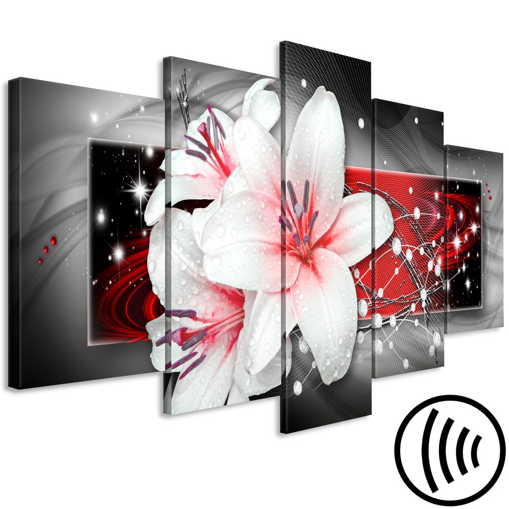 Akustikbild Blumen 200x100 cm Bilder Hochleistungsschallabsorber Schallschutz Vlies Leinwand Akustikdämmung 5 tlg Wandbild Raumakustik Schalldämm...