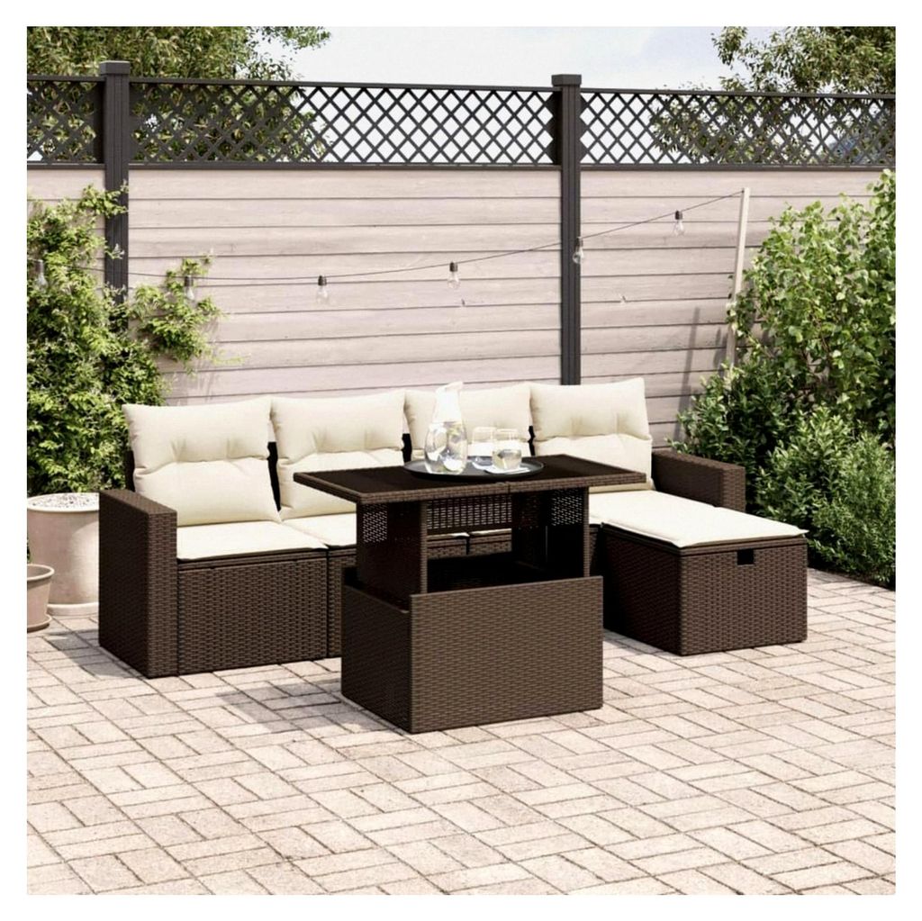 Balkon Lounge Möbel Outdoor Verstellbare Tischplatte Gartenlounge L Form Ecklounge Gartensofa Klein Loungemöbel Ecksofa Balkon Sofa Rattan Garten...